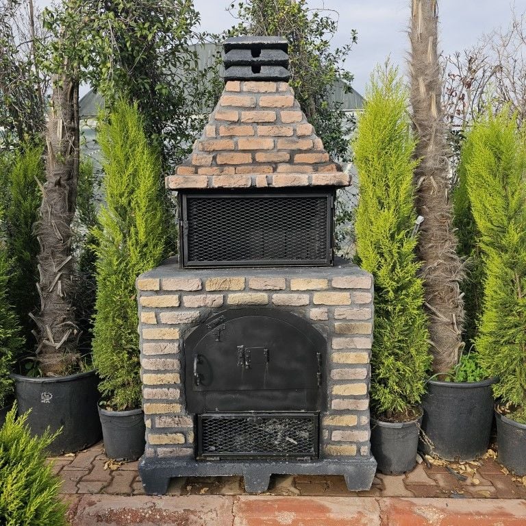 Taş Kaplı Alt Fırın Üst Barbekü İkili Set